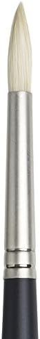 Winsor & Newton Artists' Oil Hog Paint Brush, Long Handle Size 4, Round | Handcrafted with interlocked Chungking bristles; Have spring, stiff, & flagged allowing large amounts of colour to be carried