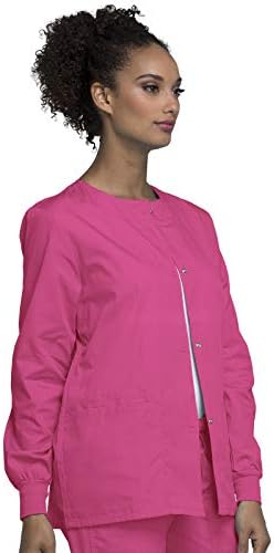 Cherokee WW Originals Scrubs Jacket for Women Snap Front 3 Pockets