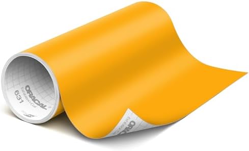 ORACAL 631 Matte Golden Yellow Vinyl Durable Roll Easy to Weed Permanent Adhesive Craft Vinyl for Plotting Machines, Decals & DIY Projects 12” x 10ft