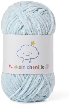 Skinny Chenille Yarn for Crocheting, 1.75 oz/ 109 yds Amigurumi Yarn&Baby Yarn for Crocheting Soft, Fluffy Fingering Weight Velvet Yarn for DIY Crafts&Baby Blankets.(Baby Blue)