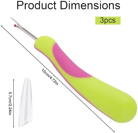 3pcs Seam Ripper, Green Thread Cutter Stitch Remover Tool with Protective Caps for Sewing Knitting Embroidery Quilting Cross Stitching Fabric Crafts Supplies