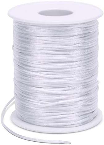 1.5mm Nylon Cord 328 Feet Satin Cord Nylon String for Bracelets, Bracelet Thread Bead String for Jewelry Making, Necklace, Chinese Knotting, Beading, DIY Crafts (White)