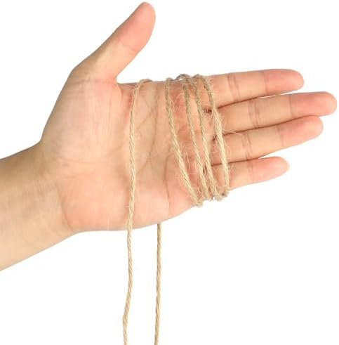 KINGLAKE Natural Jute Twine String 656 Feet 2mm Twine for Crafts Gift Wrapping Christmas Packing String for Arts Decoration, Wedding, Gardening