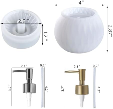 BIGEBO Pump Bottle Resin Mold, Perfume Bottle Silicone Molds Pump Bottles Mold for Soap Shampoo Lotions and Creams (Ball)