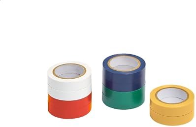 Amazon Basics Strong Adhesive Electrical Tape for Home, DIY, Automotive, Electrical Protection, Labeling and Craft Projects, 1/2" x 6.66 yard, Multi-Color, 10-Pack