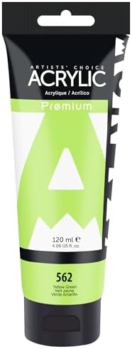 AUREUO Yellow Green Acrylic Paint, 4 Fl Oz / 120ml Single Tube, Rich Pigment Art Craft Paints for Canvas, Rocks, Wood, Ceramic, Fabric - Art Supplies for Beginners, Professionals, Artists