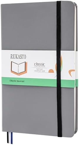 Hardcover Notebook Blank Journal Sketchbook for Drawing, Medium 5.5 by 8.4 Inch, 100 GSM Thick Paper (Grey, Plain)