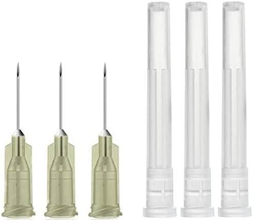 100 Pack 27Ga 1/2 Inch Sterile Disposable Injection Needle with Cap for Scientific and Industrial Lab Dispensing Needl Accessories (27Ga)