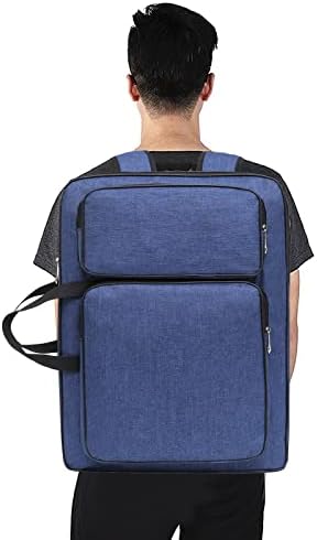 8K Artist Portfolio Carry Backpack Case Versatile Art Bags Waterproof Adjustable Drawing Board Backpack Art Storage Bags for Artworks Painting Drawing Sketching 19.7” x 14.6” x 2.4” (Blue)