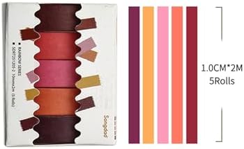 Solid Color Washi Tape Set - 5 Rolls Gradient Rainbow Adhesive Tapes Pastel Arts Decorative Masking Tape Sets for Craft, Kids, Scrapbook, DIY, Gift Wrapping (2-Warm Blush)