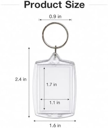 6 Pack Blank Photo Keychain, 2.16 x 1.5 Inch Acrylic Personalized Keychains for DIY Craft Making