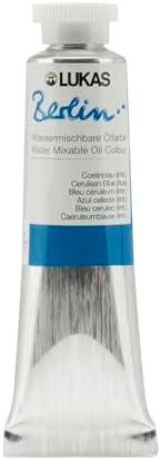 Lukas Berlin Pro Artists Water Mixable Oil Paint 37 ml Tube Cerulean Blue Hue, Water Soluble, Lightfast Pigments, Quick Drying, Easy Clean-Up, Eco-Friendly, Professional Quality, 40 Color Range