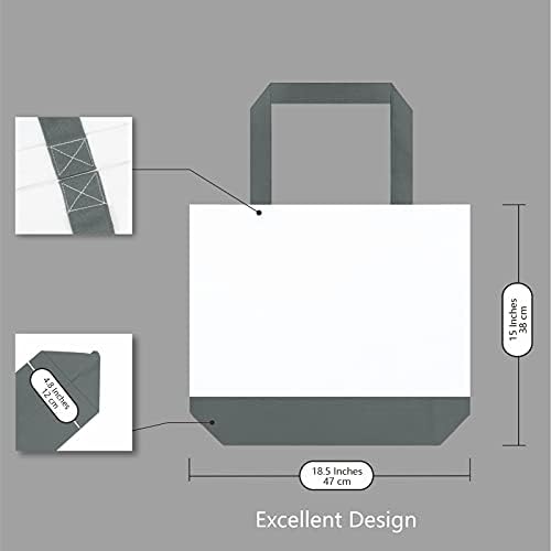 TOPDesign 3-Pack Super Strong Large 12oz Cotton Canvas Tote Bags, Reusable Grocery Shopping Cloth Bags, Fashionable Two-Tone Totes for Crafts, DIY Your Creative Designs