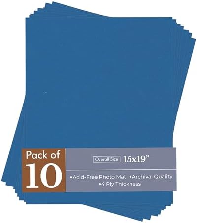 Royal Blue 15x19 Uncut Premium Mat Board - No Opening - 10 Mats