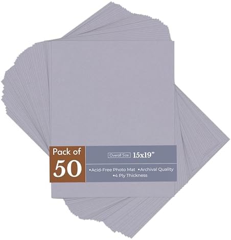 Blue Stone 15x19 Uncut Premium Mat Board - No Opening - 50 Mats