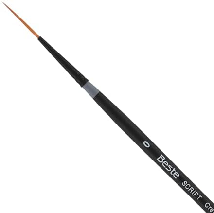 Creative Mark Beste Golden Taklon Script Liner, #0 Artist Paint Brush, Professional Watercolor Brushes, for Acrylic Painting, Short Handle, Sharp Edges, Hand-Tied & Shaped