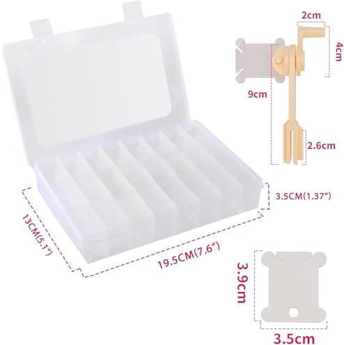 Embroidery Floss Organizer Cross Stitch Thread Organizer-Bobbin Winder 1 Removable 24 Compartments with 100 Floss Bobbins and 2 Pieces Numbered Stickers for Craft DIY Embroidery