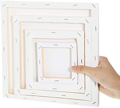 12 Pieces Assorted Size Mini Art Canvas Stretched for Craft Painting Drawing (4 Inches/ 6 Inches/ 8 Inches/ 10 Inches)