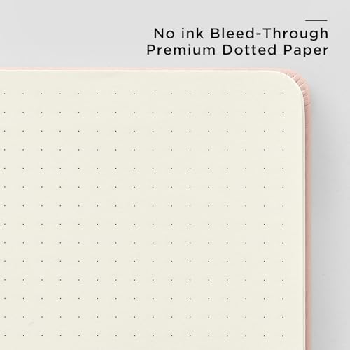 &And Per Se Dotted Notebook with Pen, A5 Hardcover Dotted Journal, 160 Pages 100GSM Thick Paper Dot Grid Journal with Fineliner Pen (Pink)
