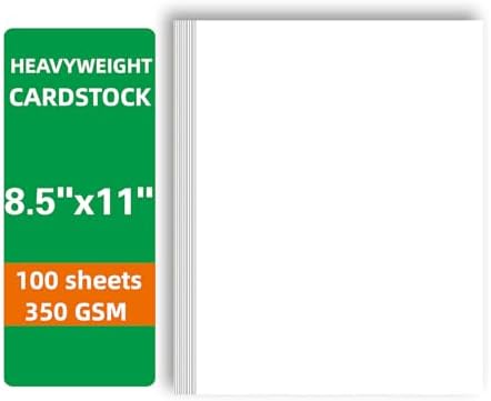 100 Sheets White Cardstock 8.5x11 Blank Heavy Weight Paper 130lb/350gsm
