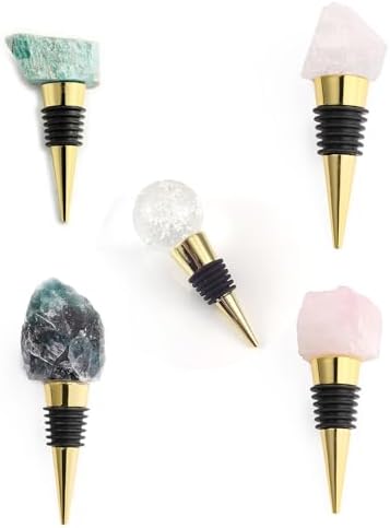 10 Pcs Wine Bottle Stopper Set Kit, Resin Wine Bottle Stoppers Molds Set Accessories, Wine Stopper for Silicone Molds Epoxy Resin (Metal Gold)