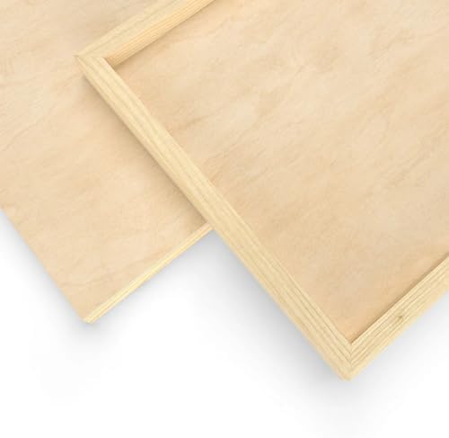 ARTEZA Wood Canvas Boards, 10 x 10 Inches, Pack of 5, Birch Wood, Wooden Panels for Acrylic and Oil Painting, Wood Burning, Crafting | 1.5 in Profile, Smooth 5 mm Surface, Sanded Edges, For Oil, Acrylic Pouring, Wood Burning, Encaustic Art and Mixed Media