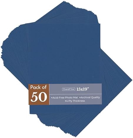 Bottle Blue 15x19 Uncut Premium Mat Board - No Opening - 50 Mats