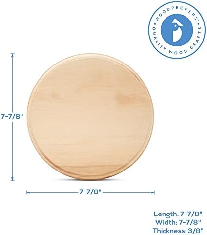 Unfinished Wooden Circles 8 inch, Pack of 2 Round Wood Plaques Unfinished Wood Circles for Crafts, Charcuterie Board, by Woodpeckers