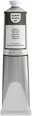 Lukas Studio Artist Oil Color Paints - High-pigment oil paint made with natural binder for artist, painting, & more! - [Olive Green - 200 mL]
