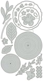 Flowers Metal Cutting Die for Scrapbooking - Cut Stencils for DIY Scrapbook Photo Album Decorative Paper Card, Card Making Supplies, Stencils & Crafting Die Cut (Wood & Flower 7.9 x 4.1 in)