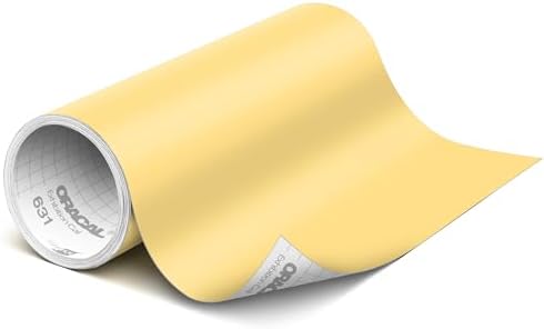 ORACAL 631 Matte Maize Vinyl Durable Roll Easy to Weed Permanent Adhesive Craft Vinyl for Plotting Machines, Decals & DIY Projects 12” x 15ft + Transfer Tape 12" x 24"