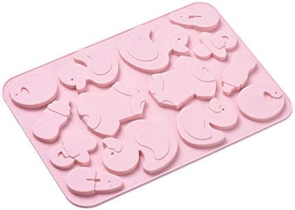 Craftdady Silicone Soap Mold 14 Cavities Baby Nipple Duck Clothes Shaped Mould Trays, 2 Pack for Handmade Craft Biscuit Candy Chocolate