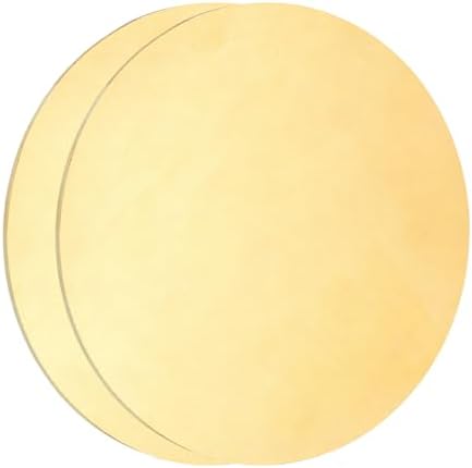 uxcell 2Pcs Brass Round Plate, 0.02"(0.5mm) Thick 4"(102mm) Dia H65 Brass Round Disc Blank Metal Sheet Copper Circle Disc for Metal Stamping DIY Crafts