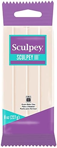 Sculpey III Polymer Oven-Bake Clay, Translucent, Non Toxic, 8 oz. bar, great for modeling, sculpting, holiday, DIY, mixed media and school projects. Great for kids and beginners!