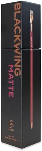 Blackwing Matte Pencils, Soft Japanese Graphite, Red Finish, 12 Count