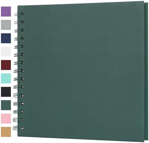 Scrapbook Album 8x8 Inches 40 Pages Hardcover Kraft Paper Green