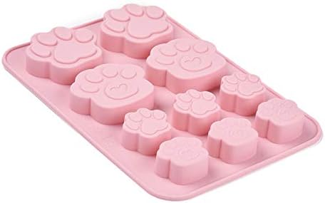 Craftdady Silicone Soap Mold 10 Cavities Pet Dog Paw Moulds Trays, 2 Pack for Handmade Craft Biscuit Candy Chocolate