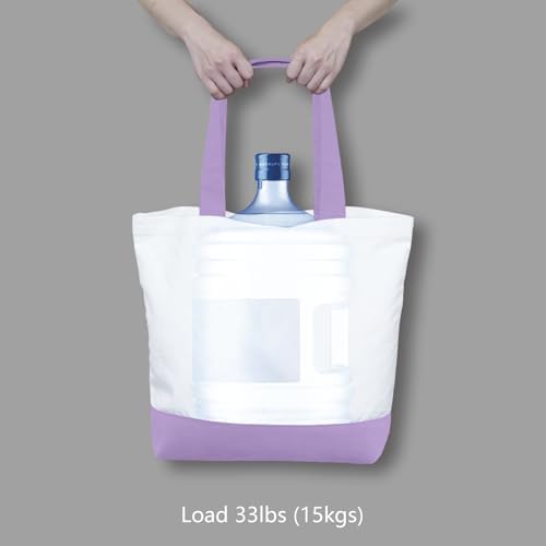 TOPDesign 3-Pack Super Strong Large 12oz Cotton Canvas Tote Bags, Reusable Grocery Shopping Cloth Bags, Fashionable Two-Tone Totes for Crafts, DIY Your Creative Designs