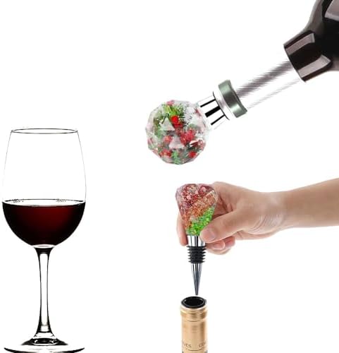 30 Pcs Wine Bottle Stopper Set Kit, Resin Wine Bottle Stoppers Molds Set Accessories, Wine Stopper for Silicone Molds Epoxy Resin (Metal Silver)