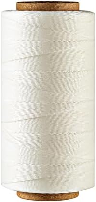 Thin Wax Polyester Thread, 0.45mm, 547 Yards, 3 Ply Round Waxed Cord Strings for Sewing, Beading, Binding, Micro Braiding, Fine Leather Craft and Micro Macrame Jewelry - White