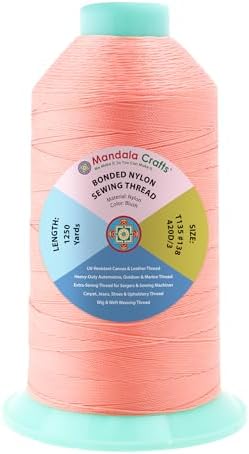 Mandala Crafts Size 138 420D T135 Blush Bonded Nylon Thread, 1250 YDs
