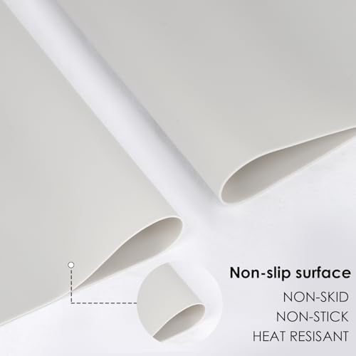 Extra Large Silicone Table Mat, Food-Grade Silicone Mat for Crafts Kids Placemat Desk Countertop Waterproof Protector Heat Insulation Kitchen Pastry Rolling Dough Pad, 27.6 x 15.7'' Light Gray, 1 Pack