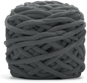 Dark Grey Chunky Chenille Yarn, #6 Super Bulky, 3.5 oz/72 Yards