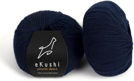 100% Baby Alpaca Yarn for Knitting & Crocheting - Set of 2 Skeins of Premium Yarn DK - Lightweight, Hypoallergenic & Thermal Peru Made - Ideal for Delicate Projects (BL010 - Blue)