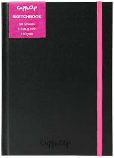 CuppaClip Sketch Book Hardcover Drawing Pad 300GSM Acid-Free Paper Spiral Bound Sketchbook 50 Sheets/100 Pages Art Supplies (Hardcover, 5.9x8.3in)