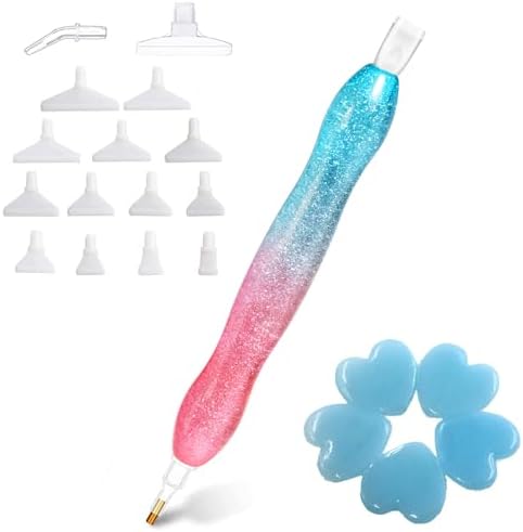 Praise V Do Diamond Art Painting Accessories Tool Kit Drill Pen for Adult, 5D Diamond Painting Drill Pen Stylus Tips Placers Heads SkyBluePink