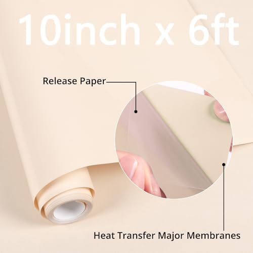 HTVRONT Puff Vinyl Heat Transfer, Beige, 10" x 6ft 3D Puff HTV Vinyl