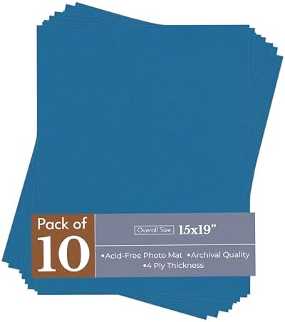 Blue 15x19 Uncut Premium Mat Board - No Opening - 10 Mats