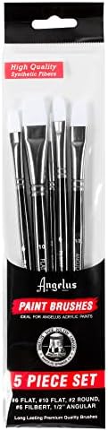 Angelus Paint Brush Set Round Flat Angular Artist Acrylic Paint Brush Set Shoe paint Brush set (5 pcs)