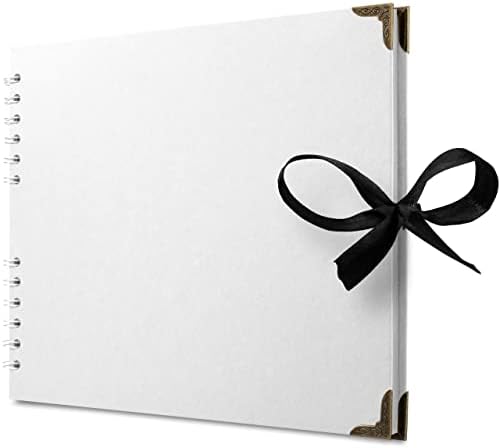 Scrapbook Album, 50 Pages, 11 x 8.5 Inch, White Photo Album, Scrap Book | Hardcover with Thick 200 GSM Kraft Paper, Ideal for Your Scrapbooking Albums, Art & Craft Projects (White, 11 x 8.5 Inch)